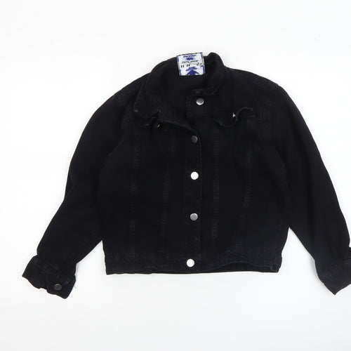 H.M Miss Annie Girls Black Denim Button Jacket 6-7 Years Classic Style
