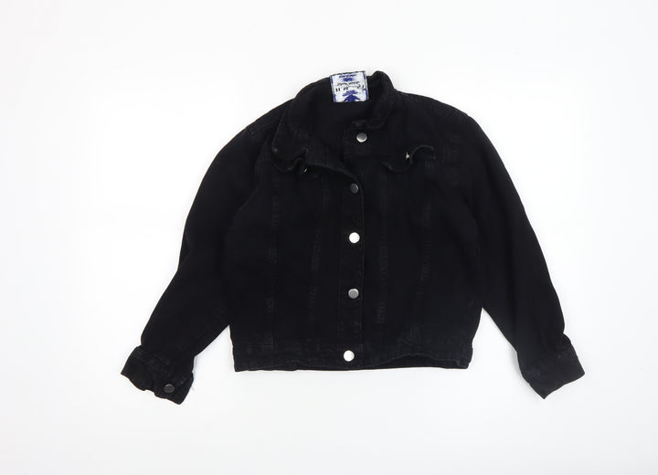 H.M Miss Annie Girls Black Denim Button Jacket 6-7 Years Classic Style