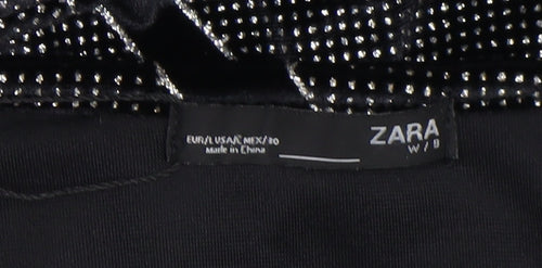 Zara Women Black Geometric Velvet Jumpsuit Size 12 Partywear