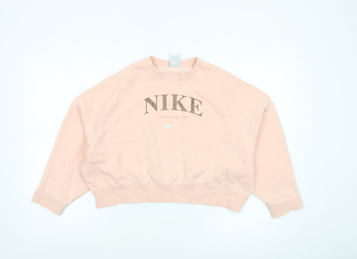 Nike Girls Pink Crew Neck Fleece Pullover Sweatshirt M 10-11 Years