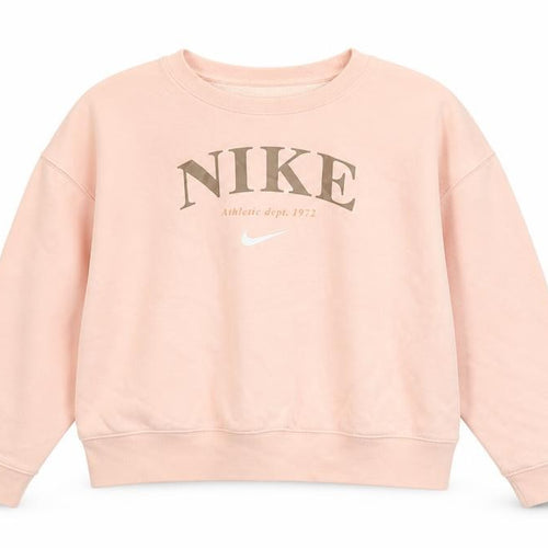 Nike Girls Pink Crew Neck Fleece Pullover Sweatshirt M 10-11 Years