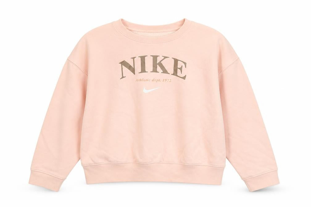 Nike Girls Pink Crew Neck Fleece Pullover Sweatshirt M 10-11 Years