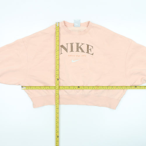 Nike Girls Pink Crew Neck Fleece Pullover Sweatshirt M 10-11 Years