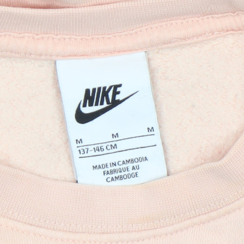 Nike Girls Pink Crew Neck Fleece Pullover Sweatshirt M 10-11 Years