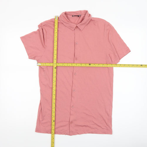 ASOS Design Men’s Pink Short Sleeve Button-Up Casual Shirt Size S