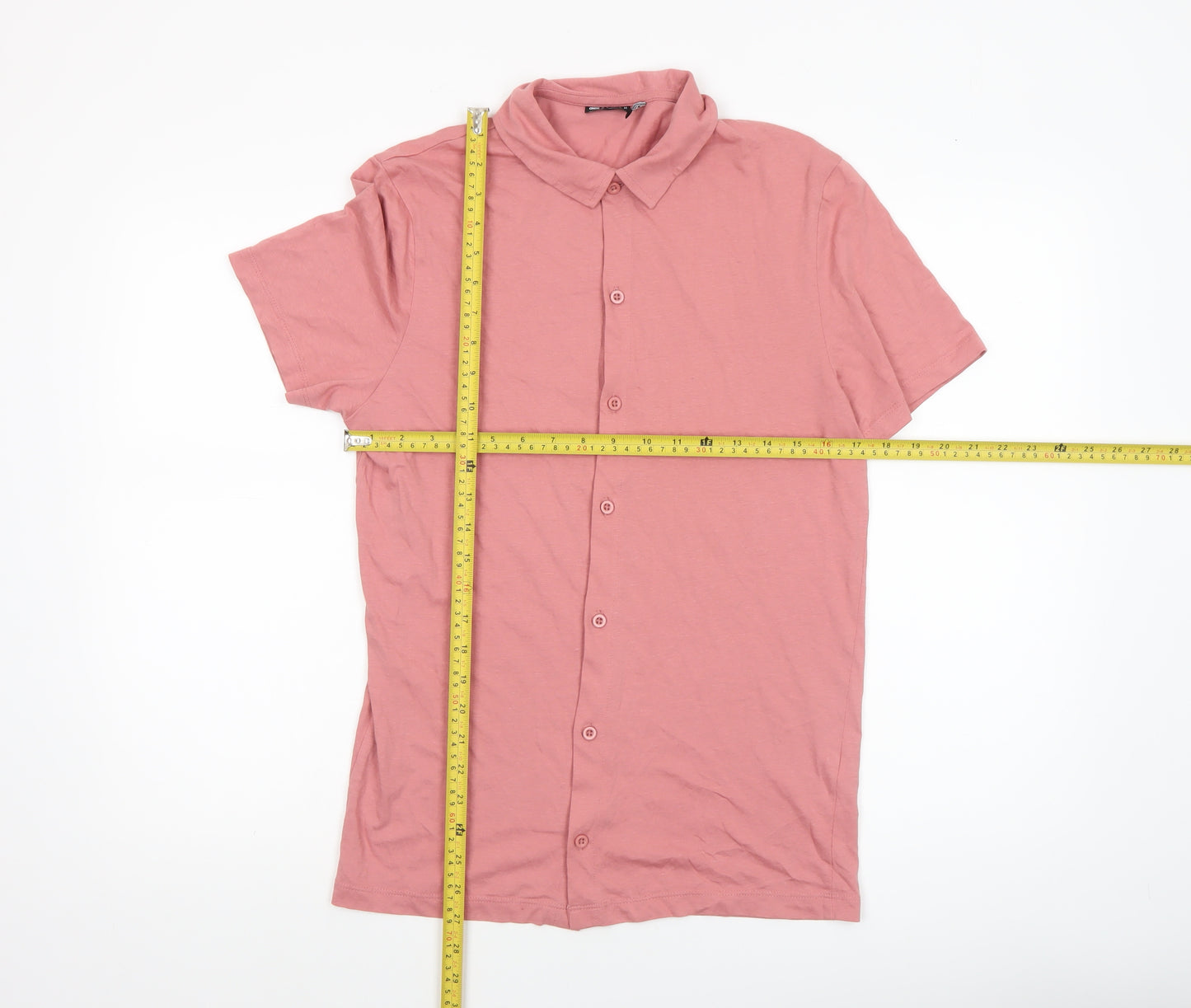 ASOS Design Men’s Pink Short Sleeve Button-Up Casual Shirt Size S