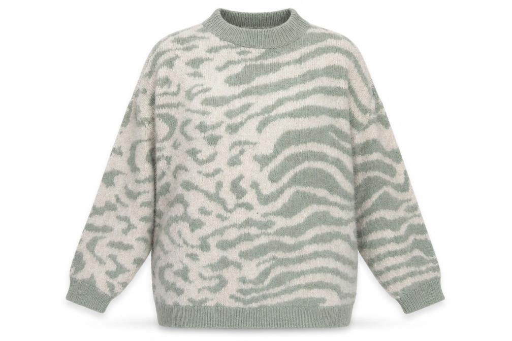 ONLY Women’s Green Animal Print Knit Jumper Size S