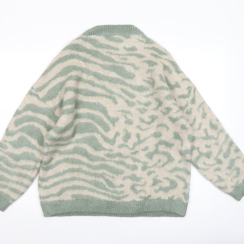 ONLY Women’s Green Animal Print Knit Jumper Size S