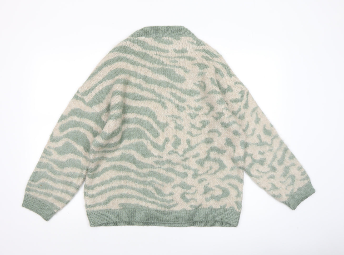 ONLY Women’s Green Animal Print Knit Jumper Size S
