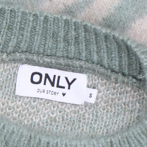 ONLY Women’s Green Animal Print Knit Jumper Size S