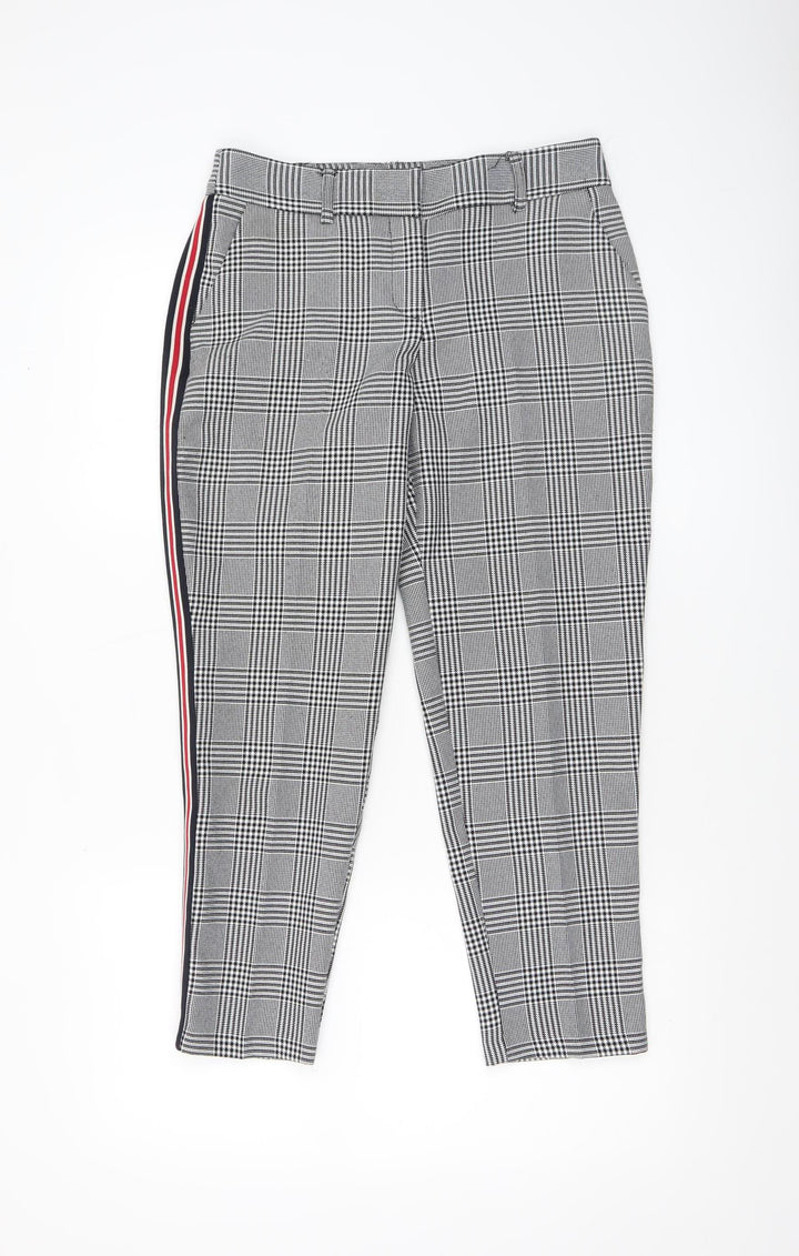 Dorothy Perkins Womens Grey Check Cropped Slim Trousers Size 6