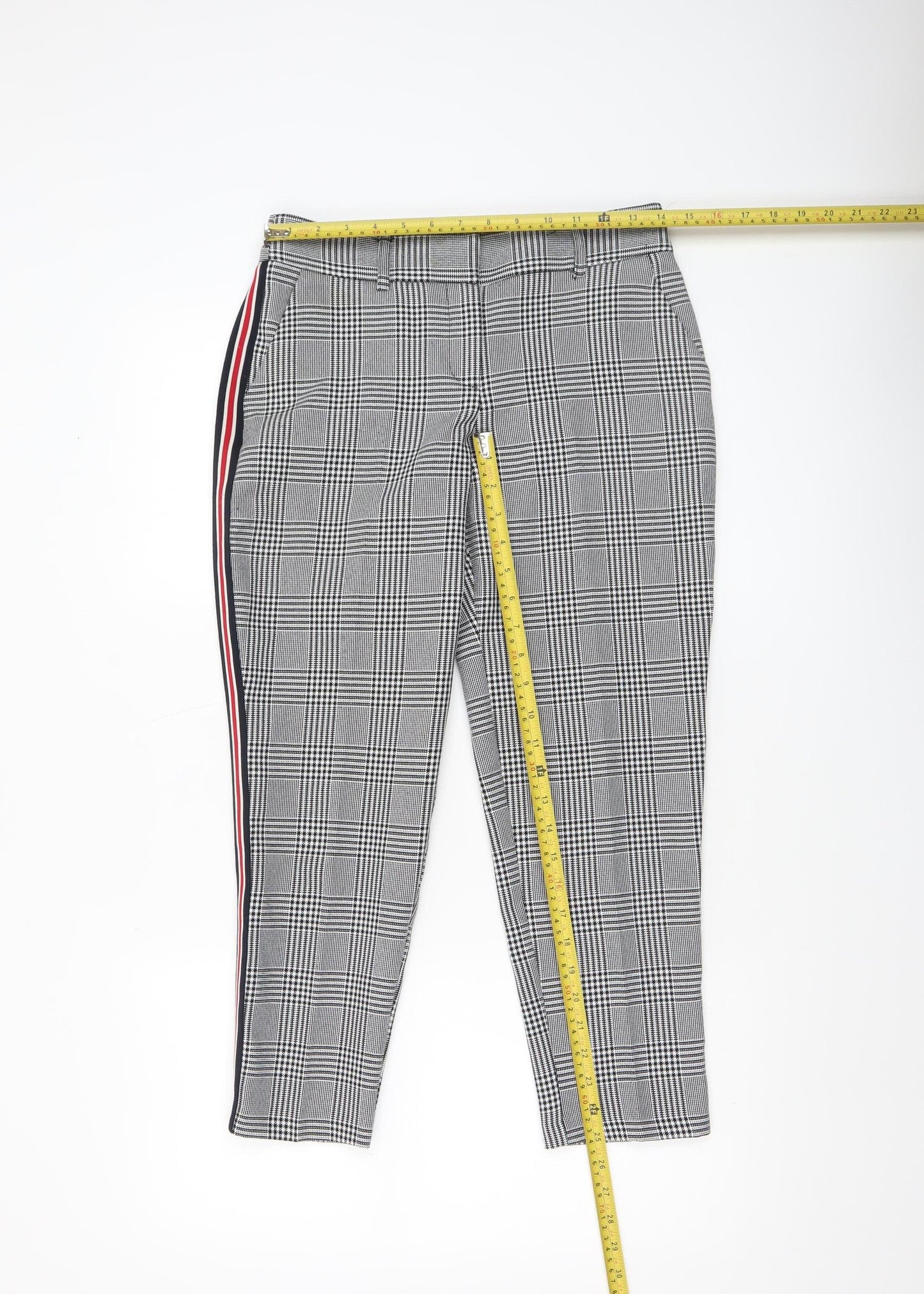 Dorothy Perkins Womens Grey Check Cropped Slim Trousers Size 6
