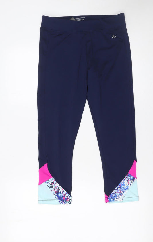 Dunnes Stores Womens Blue Colourblock Ankle Leggings M