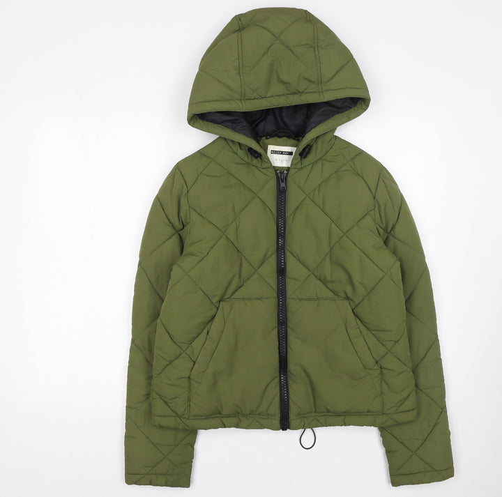 Noisy May Women’s Green Quilted Puffer Jacket Hooded Size S