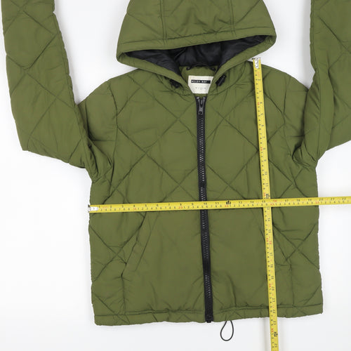 Noisy May Women’s Green Quilted Puffer Jacket Hooded Size S