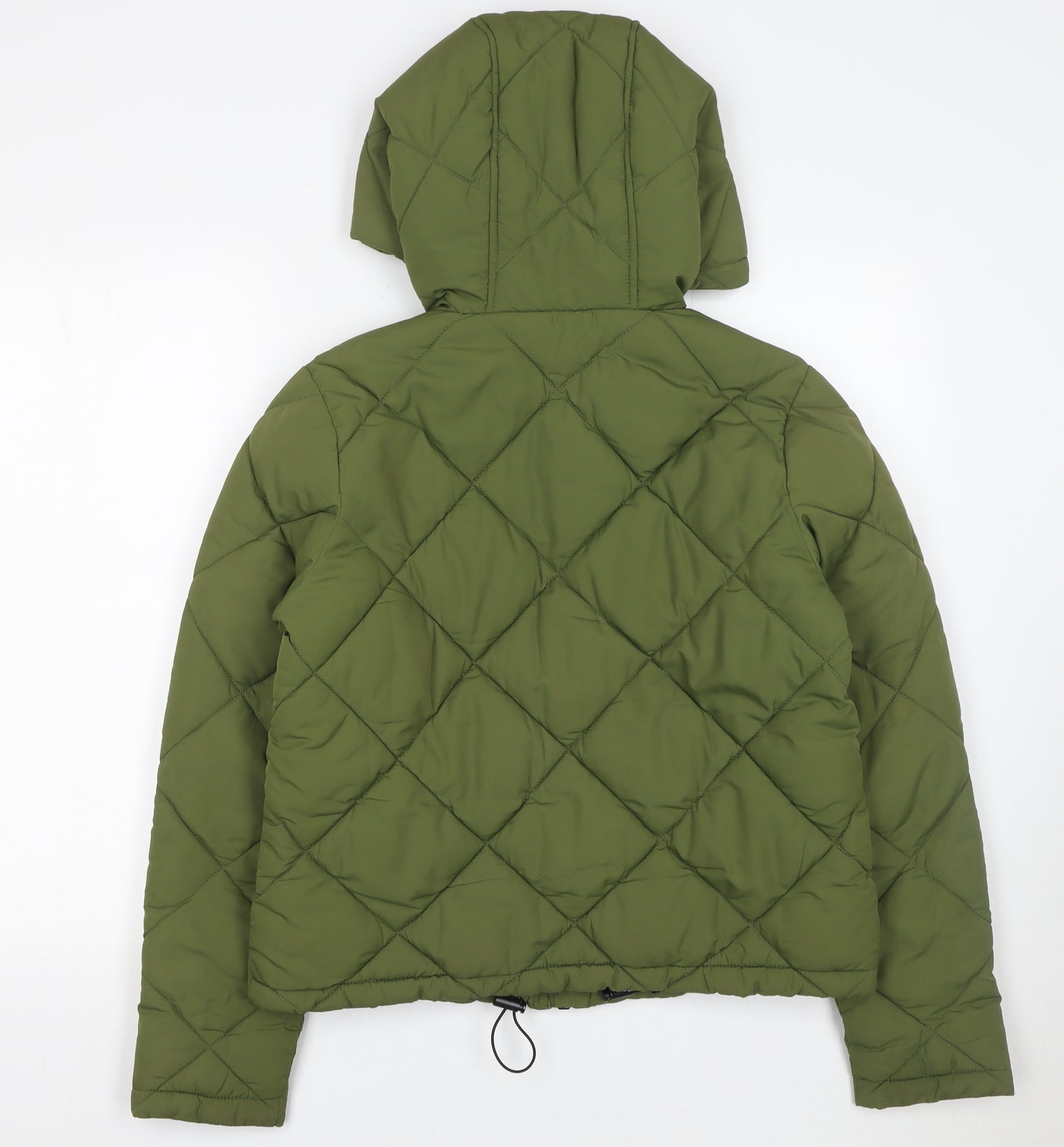 Noisy May Women’s Green Quilted Puffer Jacket Hooded Size S