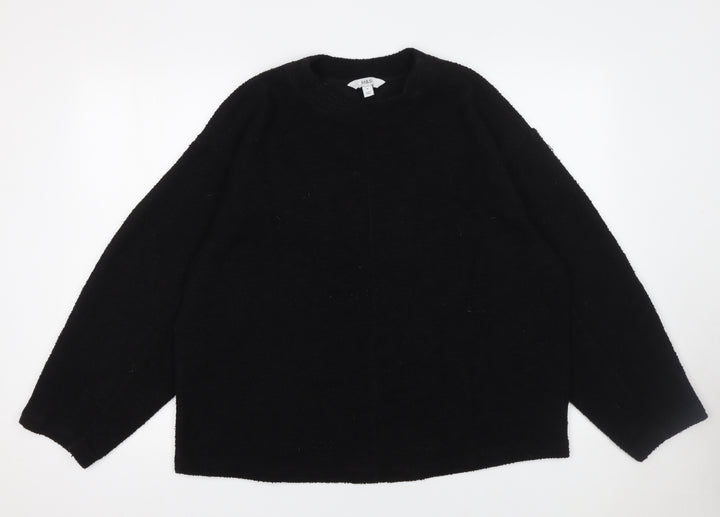 Marks and Spencer Womens Black Medium Crew Neck Cotton Blend Jumper