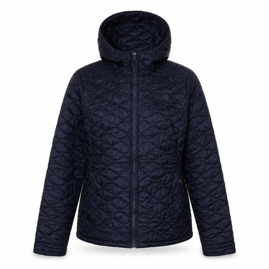 Front view of The North Face Women's Blue Quilted Hooded Jacket, size M