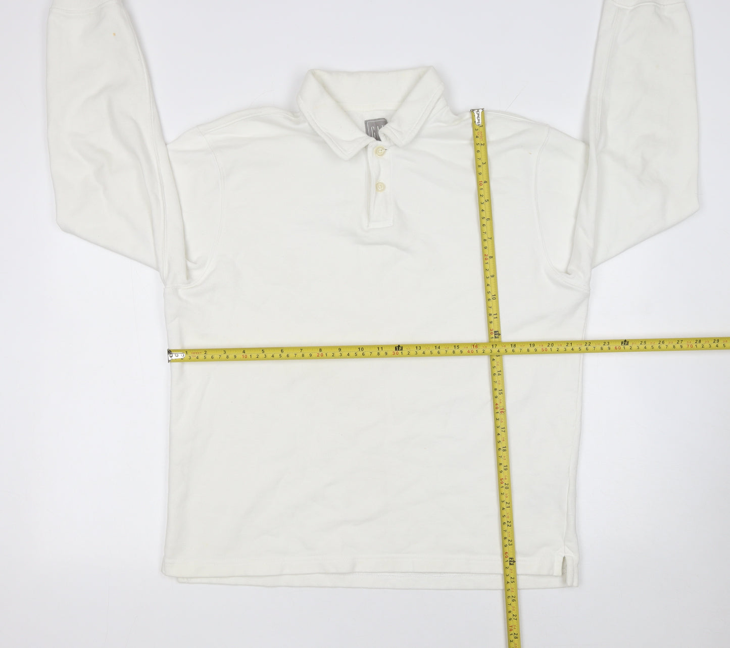 GAP Men’s White Long Sleeve Polo Shirt Size S Classic Cotton