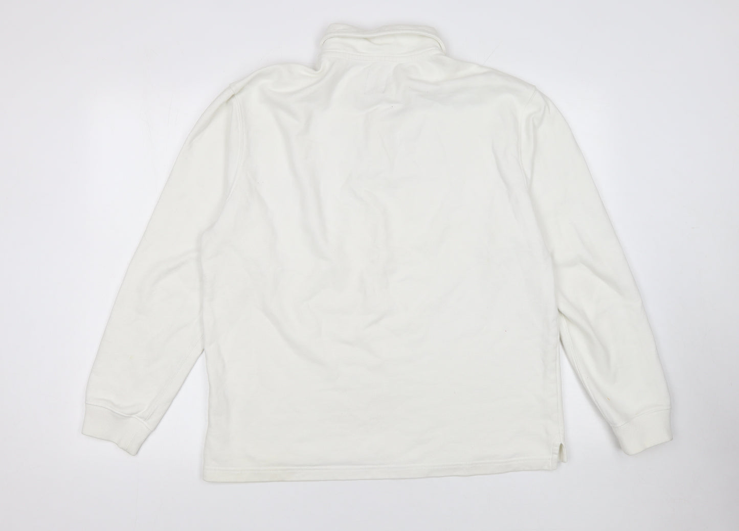 GAP Men’s White Long Sleeve Polo Shirt Size S Classic Cotton