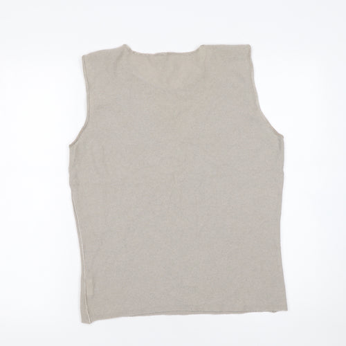 Armani Collezioni Women Beige Wool Blend Sleeveless Knit Top Size 14