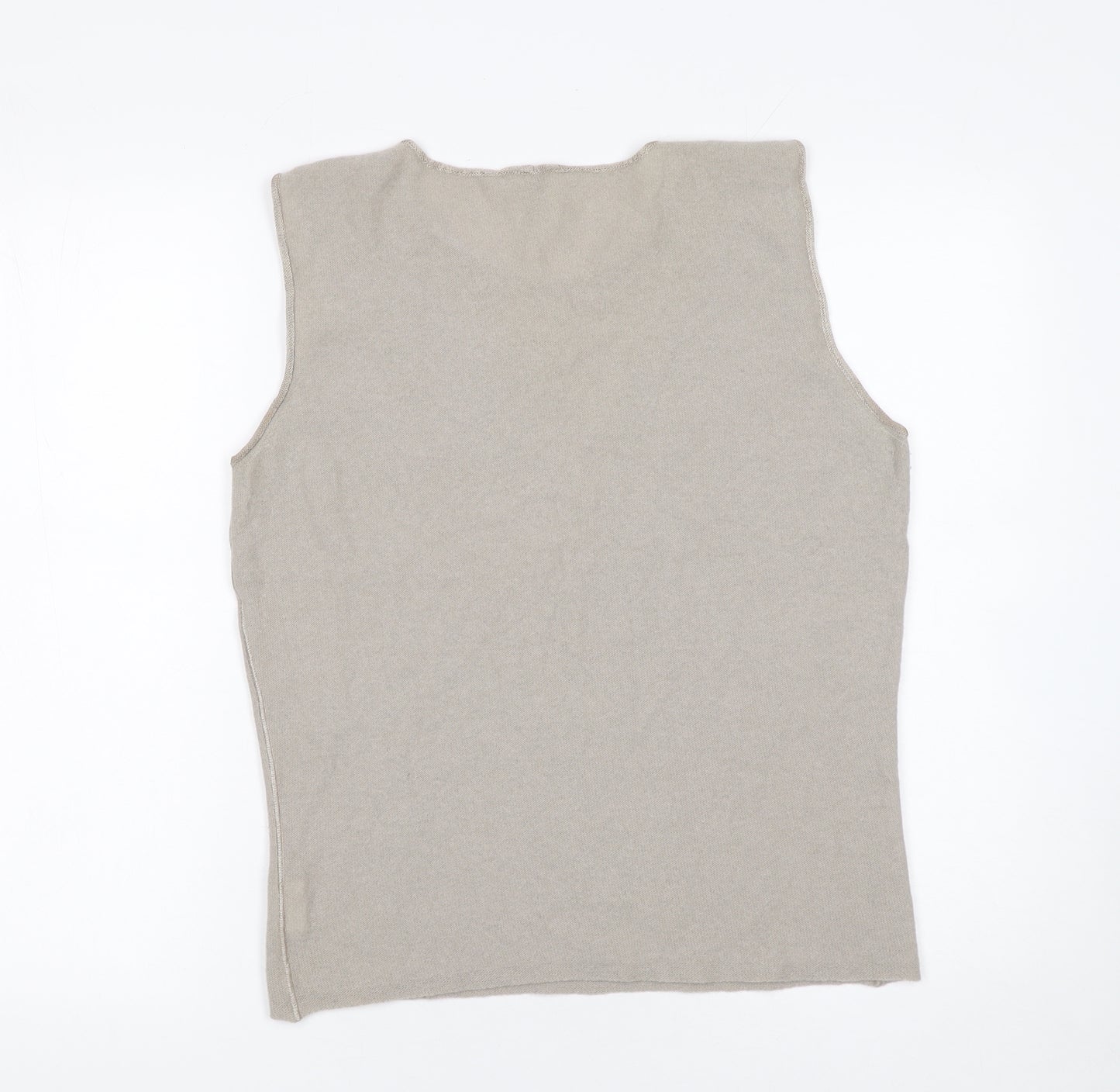 Armani Collezioni Women Beige Wool Blend Sleeveless Knit Top Size 14