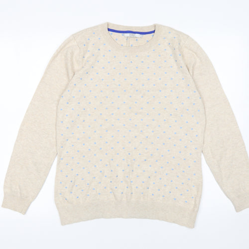 Dickins & Jones Womens Beige Polka Dot Cotton Jumper M