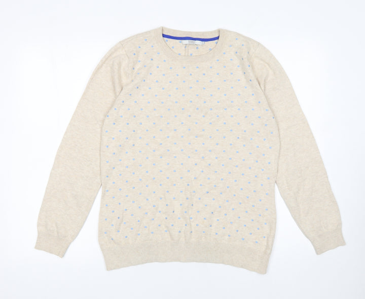 Dickins & Jones Womens Beige Polka Dot Cotton Jumper M