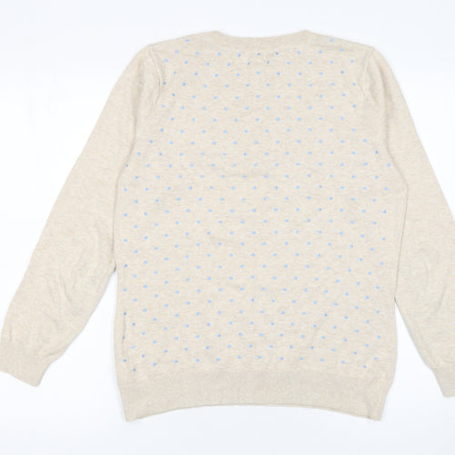 Dickins & Jones Womens Beige Polka Dot Cotton Jumper M