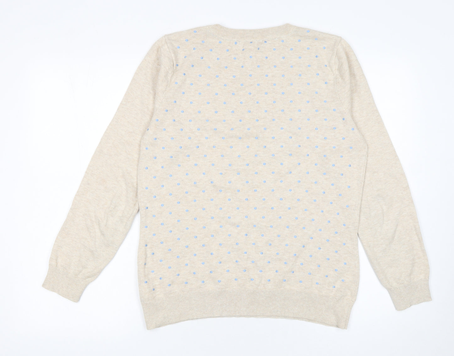 Dickins & Jones Womens Beige Polka Dot Cotton Jumper M