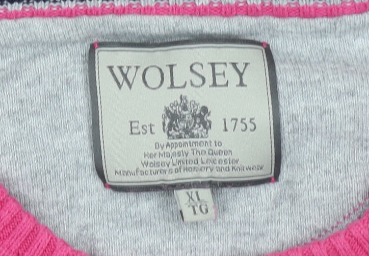 Wolsey Men’s Pink Cotton Crew Neck Jumper XL Knit Pullover