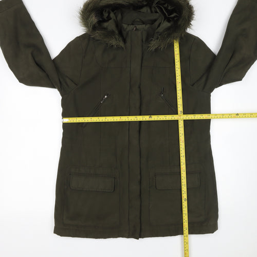 Marks and Spencer Womens Green Faux Fur Hooded Parka Coat UK 14