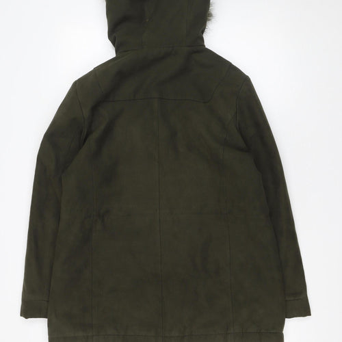 Marks and Spencer Womens Green Faux Fur Hooded Parka Coat UK 14