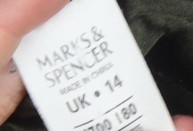 Marks and Spencer Womens Green Faux Fur Hooded Parka Coat UK 14