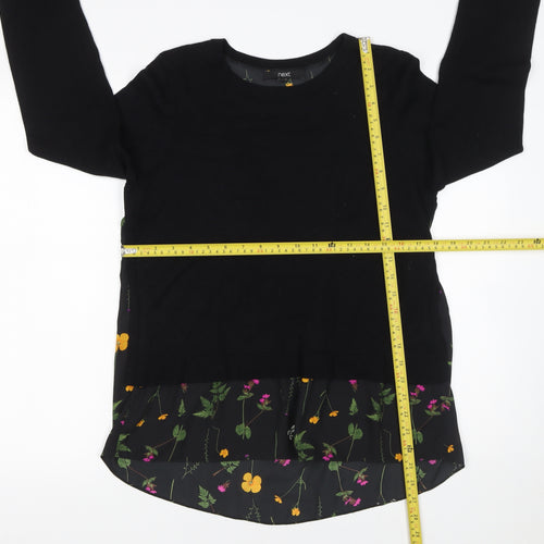 Next Womens Black Floral Panel Pullover Jumper Size 12