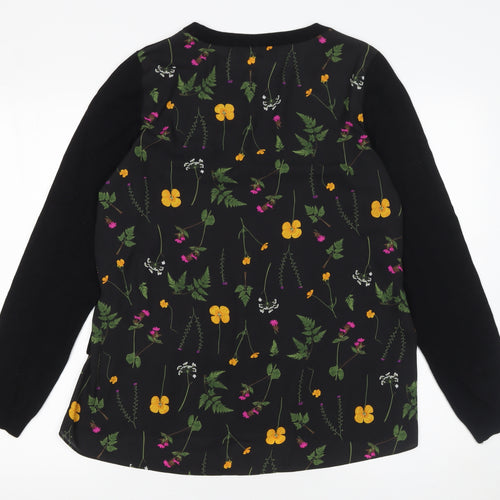 Next Womens Black Floral Panel Pullover Jumper Size 12