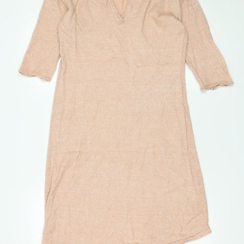 Poetry Women Beige Asymmetric Knit Midi Dress Size 10