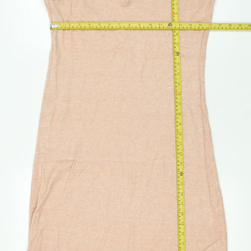 Poetry Women Beige Asymmetric Knit Midi Dress Size 10