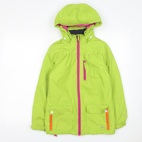 Trespass Girls Green Waterproof Hooded Parka Coat 9-10 Years
