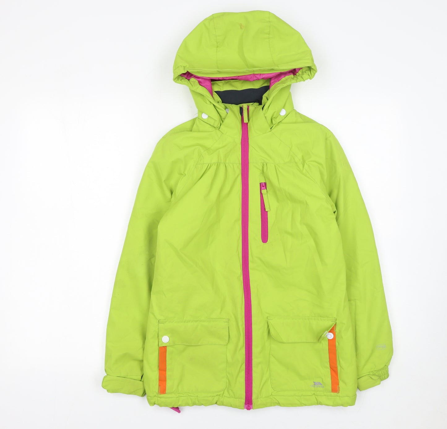 Trespass Girls Green Waterproof Hooded Parka Coat 9-10 Years