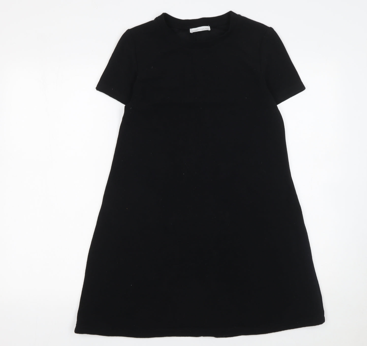 Zara Women Black A-Line Short Sleeve Jersey Dress Size S