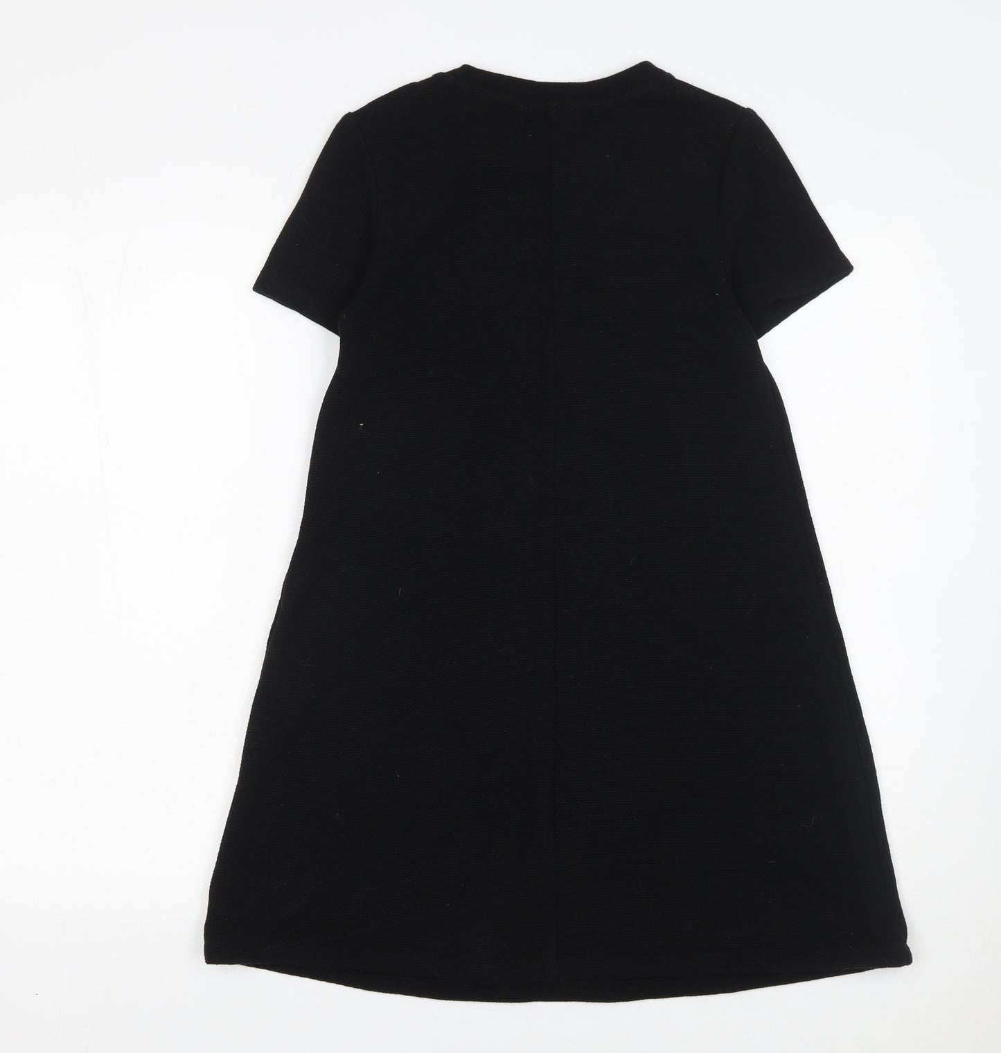 Zara Women Black A-Line Short Sleeve Jersey Dress Size S