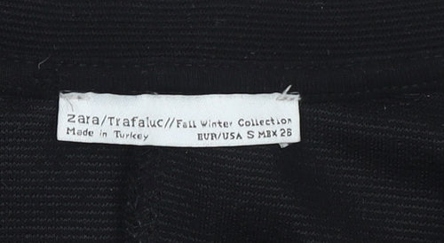 Zara Women Black A-Line Short Sleeve Jersey Dress Size S