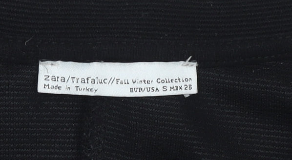 Zara Women Black A-Line Short Sleeve Jersey Dress Size S