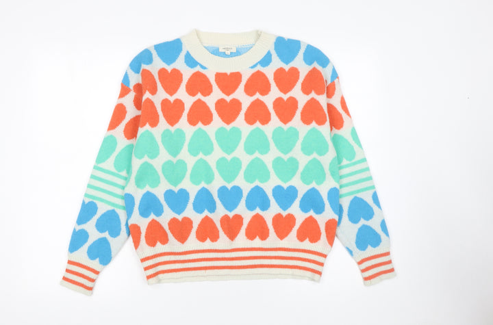 MOOCCI Paris Women’s Multicoloured Heart Knit Jumper One Size