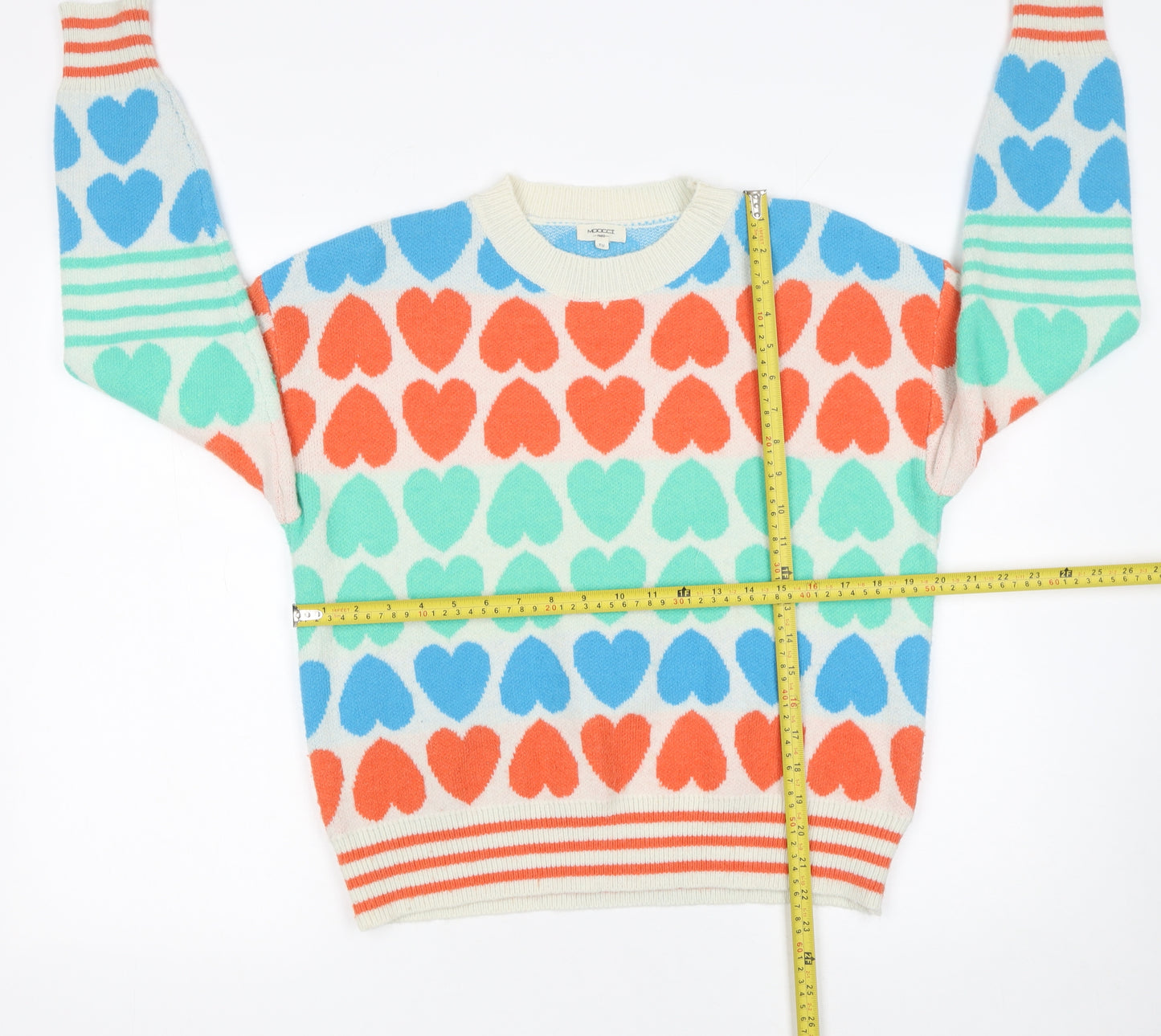 MOOCCI Paris Women’s Multicoloured Heart Knit Jumper One Size