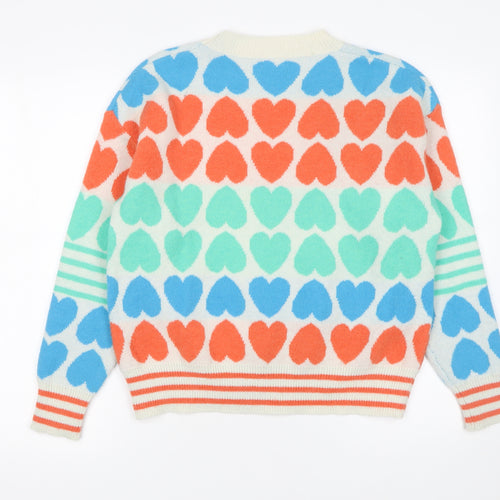 MOOCCI Paris Women’s Multicoloured Heart Knit Jumper One Size