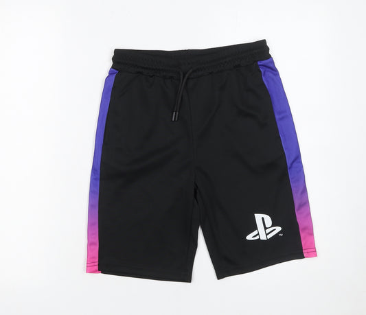 PlayStation Boys Black 9-10 Years Athletic Shorts with Logo and Drawstring Waist