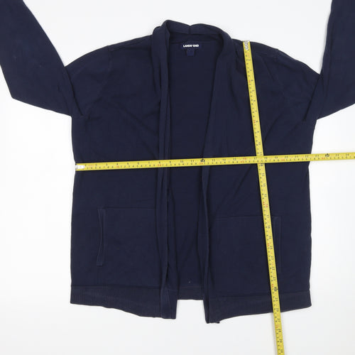Lands' End Women's Navy Cotton Long Sleeve Cardigan L