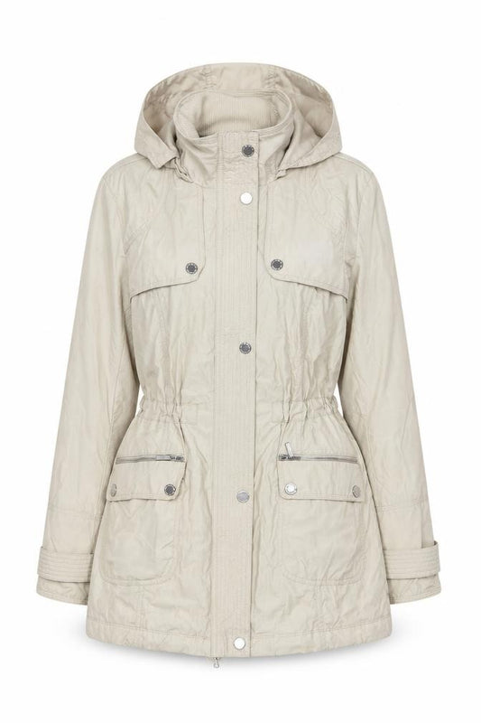 Front view of Debenhams Women Beige Hooded Mid-Length Parka Jacket, size 10